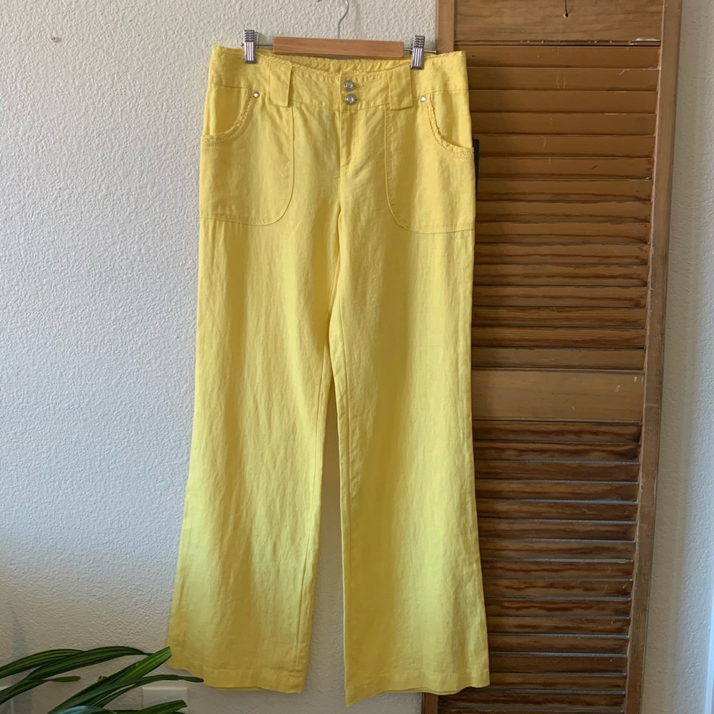 INC Yellow Linen Wide Leg Pant